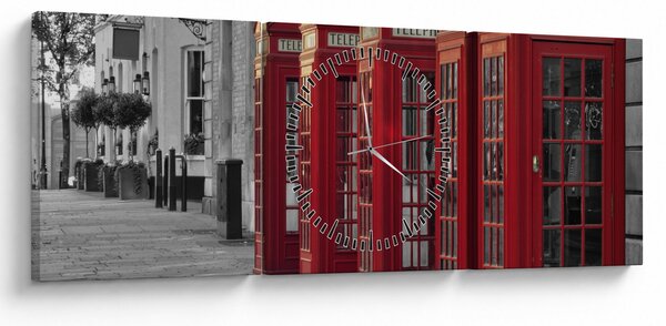 Slika - Telefonske govornice u Londonu (sa satom) (90x30 cm)