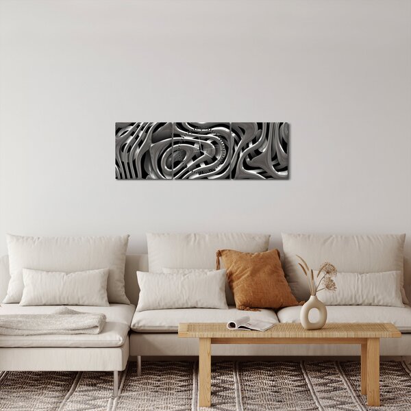 Slika - Metalna apstrakcija (sa satom) (90x30 cm)