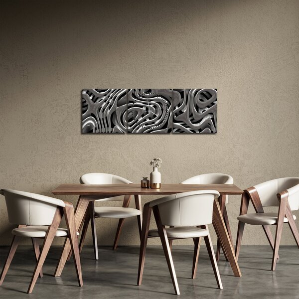 Slika - Metalna apstrakcija (sa satom) (90x30 cm)