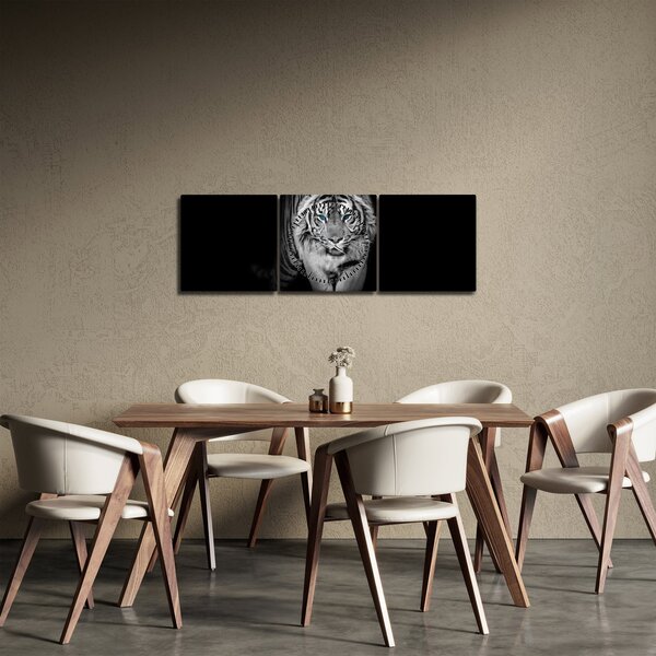 Slika - Tigar s plavim očima (sa satom) (90x30 cm)