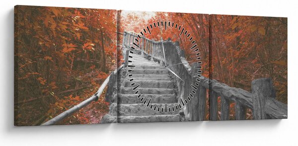 Slika - Stepenice u prirodi, narančaste (sa satom) (90x30 cm)
