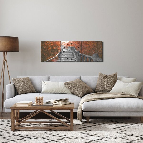 Slika - Stepenice u prirodi, narančaste (sa satom) (90x30 cm)