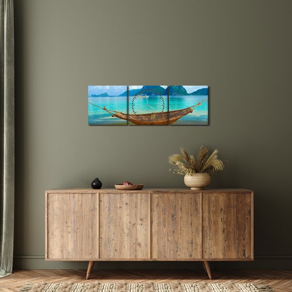 Slika - Viseća mreža na plaži (sa satom) (90x30 cm)