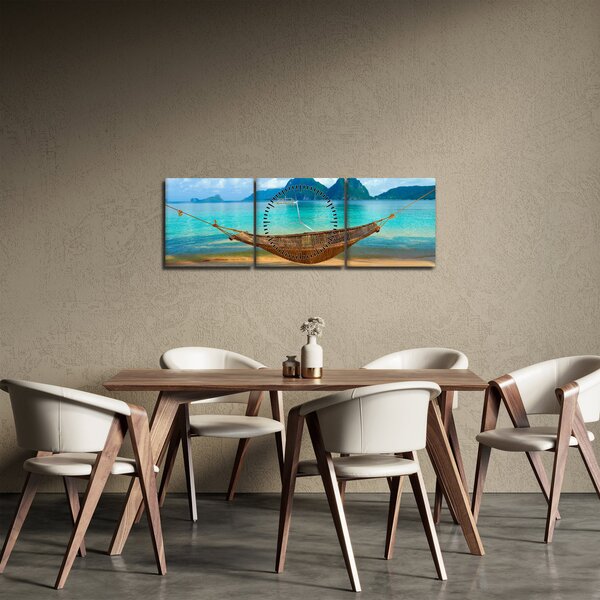 Slika - Viseća mreža na plaži (sa satom) (90x30 cm)