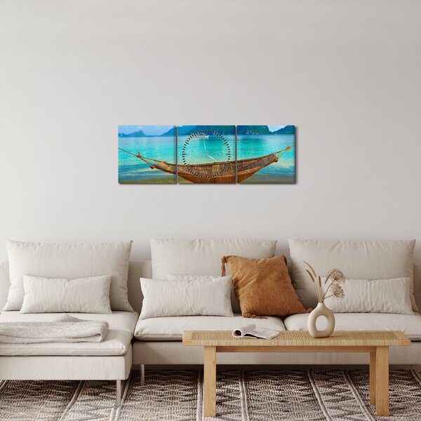 Slika - Viseća mreža na plaži (sa satom) (90x30 cm)