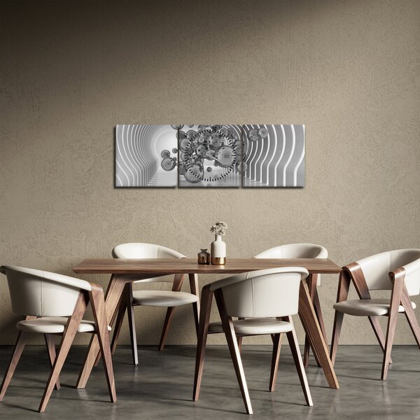 Slika - Crno-bijeli mjehurići (sa satom) (90x30 cm)