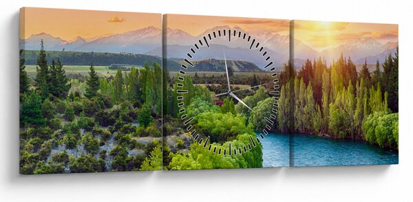 Slika - Šumski planinski krajolik (sa satom) (90x30 cm)
