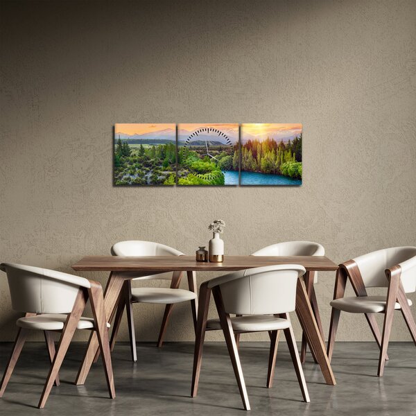 Slika - Šumski planinski krajolik (sa satom) (90x30 cm)