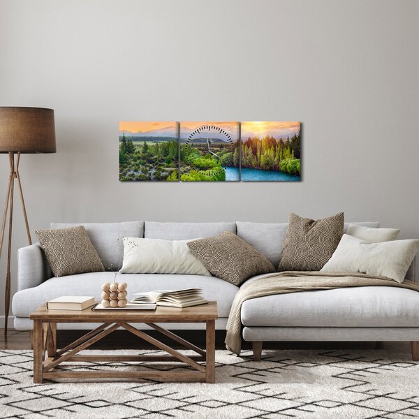 Slika - Šumski planinski krajolik (sa satom) (90x30 cm)
