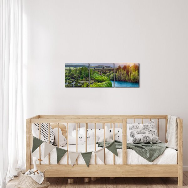 Slika - Šumski planinski krajolik (sa satom) (90x30 cm)