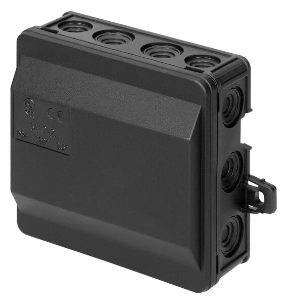 Junction boxes S elastic cut-off glands 90 x 90 mm click IP54, Crna