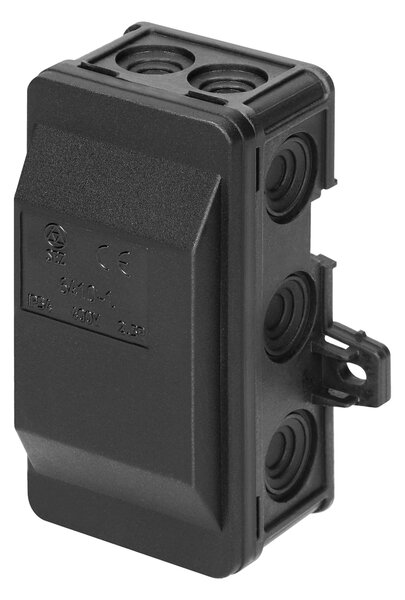 Junction boxes S elastic cut-off glands 45 x 90 mm click IP54, Crna