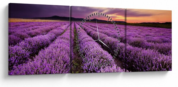 Slika - Polje lavande na zalasku sunca (sa satom) (90x30 cm)