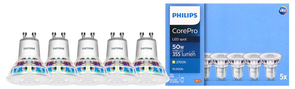 5 x Philips CorePro GU10 LED Žarulja, 4.6W, 355lm, 2700K
