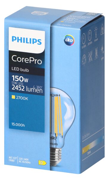Philips CorePro Filament E27 A67 LED Žarulja, 17W, 2452lm, 2700K