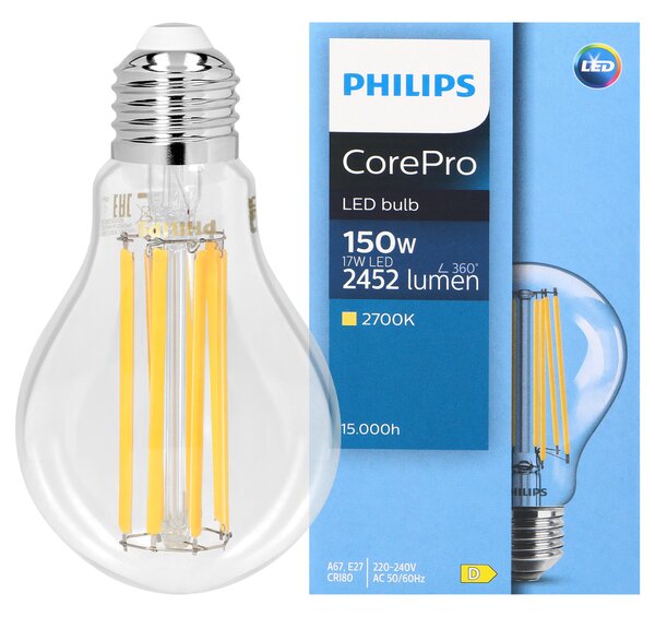 Philips CorePro Filament E27 A67 LED Žarulja, 17W, 2452lm, 2700K