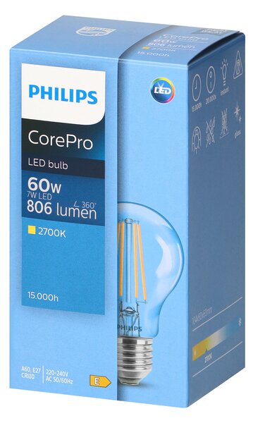 Philips CorePro Filament E27 A60 LED Žarulja, 7W, 806lm, 2700K