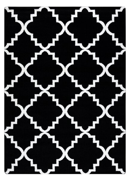 Tepih SKETCH - F343 crno/Bijela Marokanska djetelina trellis