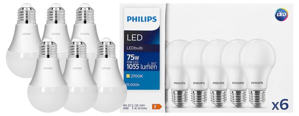 6 x Philips CorePro E27 A60 LED Žarulja, 10W, 1055lm, 2700K