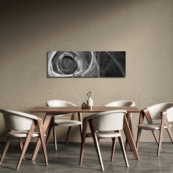 Slika - Crno-bijela apstraktna ruža (sa satom) (90x30 cm)