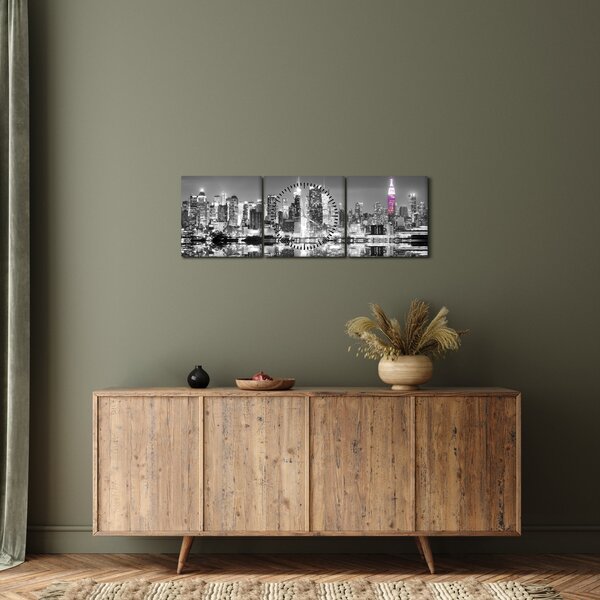 Slika - New York i ljubičasti neboder (sa satom) (90x30 cm)