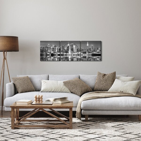 Slika - New York, crno-bijelo (sa satom) (90x30 cm)