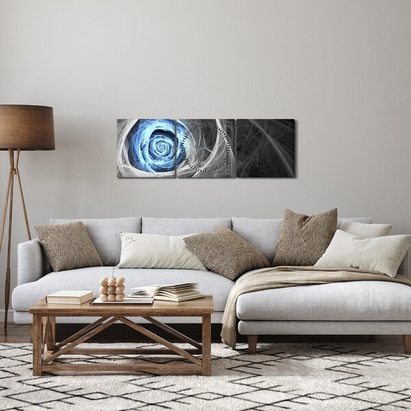 Slika - Sažetak Plava ruža (sa satom) (90x30 cm)