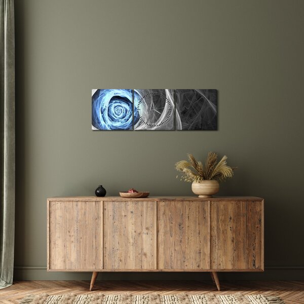 Slika - Sažetak Plava ruža (sa satom) (90x30 cm)