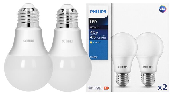 2 x Philips CorePro E27 A60 LED Žarulja, 4.9W, 470lm, 2700K