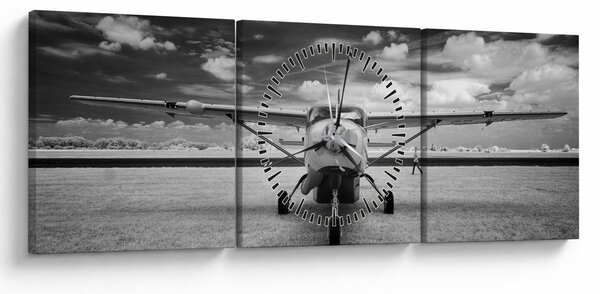 Slika - Avion crno-bijeli (sa satom) (90x30 cm)