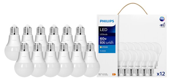 12 x Philips CorePro E27 A60 LED Žarulja, 8W, 806lm, 2700K