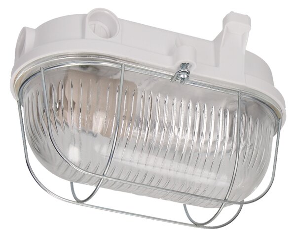 OVAL Rasvjeta fixture, 100W, E27, IP54, glass lampshade, steel cover, bakelite base