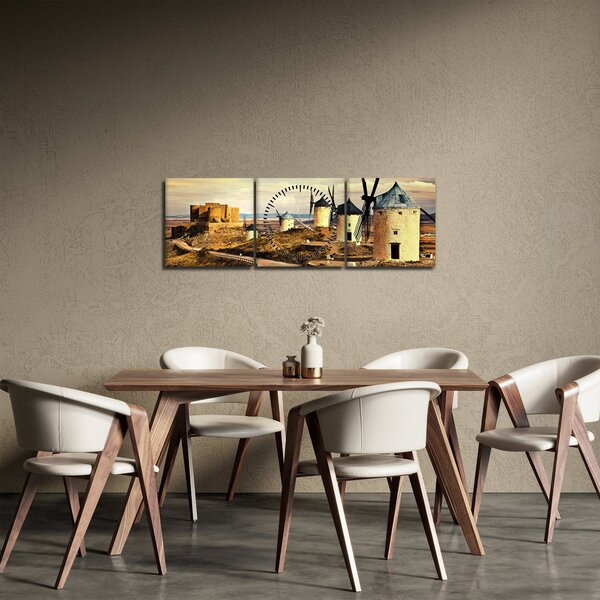 Slika - vjetrenjače (sa satom) (90x30 cm)