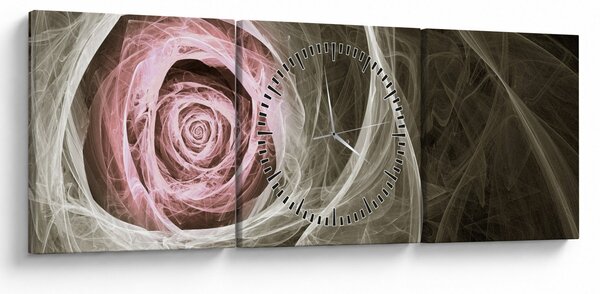 Slika - Apstraktna ruža svijetlo ružičasta (sa satom) (90x30 cm)