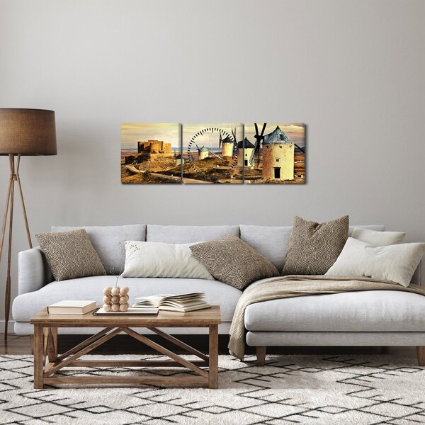 Slika - vjetrenjače (sa satom) (90x30 cm)