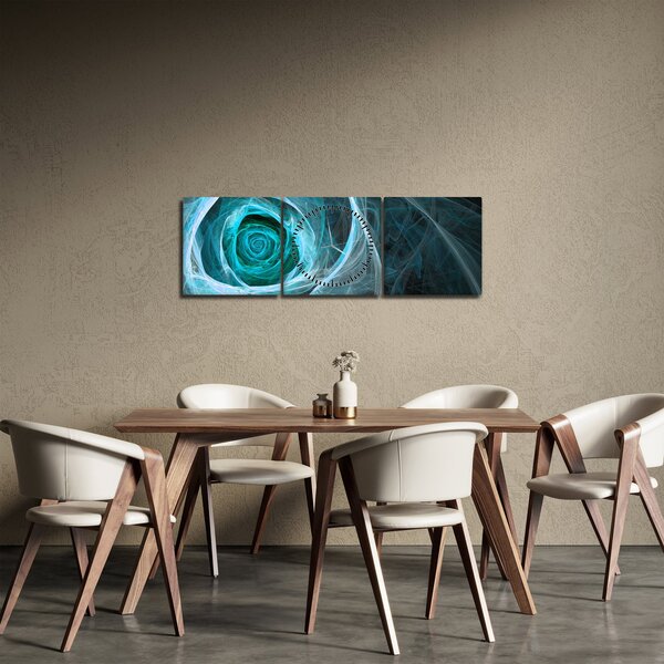 Slika - Apstraktna ružičasto plava s crnom pozadinom (sa satom) (90x30 cm)