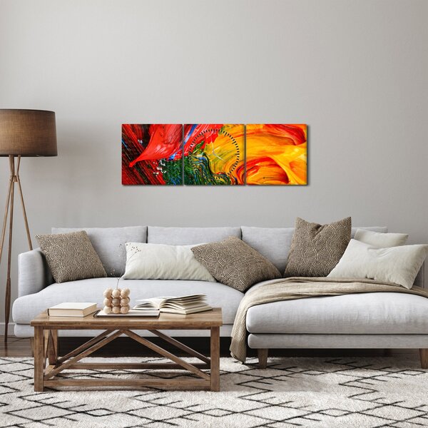 Slika - Modrenje apstrakcije kistom (sa satom) (90x30 cm)