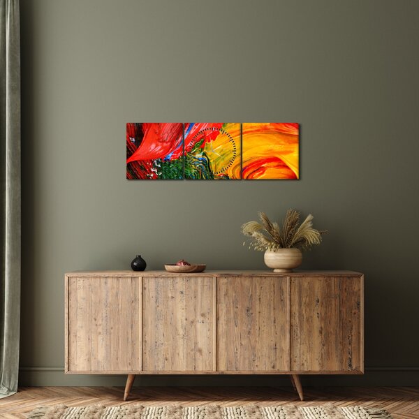 Slika - Modrenje apstrakcije kistom (sa satom) (90x30 cm)