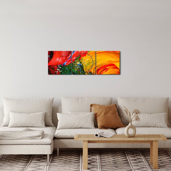 Slika - Modrenje apstrakcije kistom (sa satom) (90x30 cm)