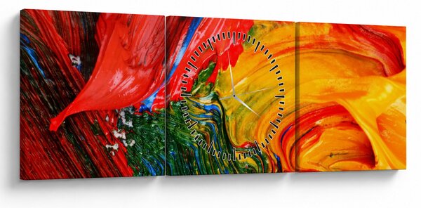 Slika - Modrenje apstrakcije kistom (sa satom) (90x30 cm)