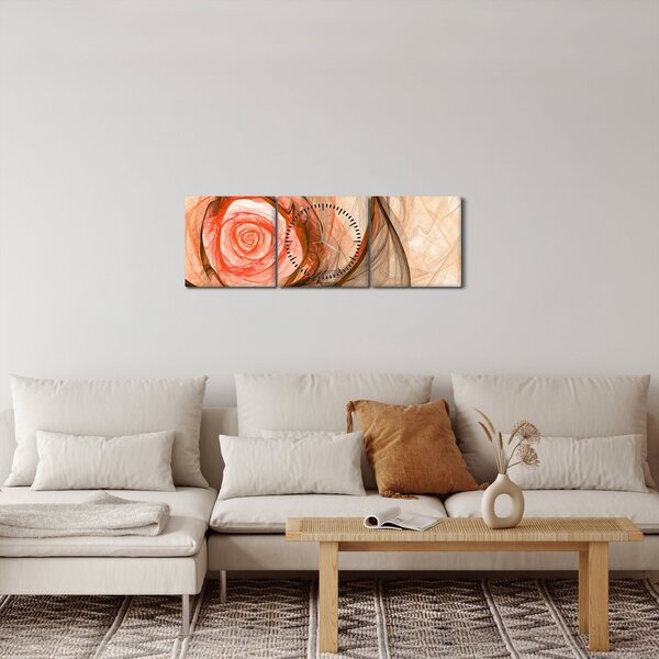 Slika - Apstraktna ružičasta s bijelom pozadinom (sa satom) (90x30 cm)