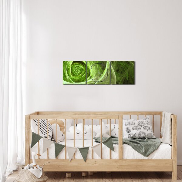 Slika - Sažetak Rose Green (sa satom) (90x30 cm)