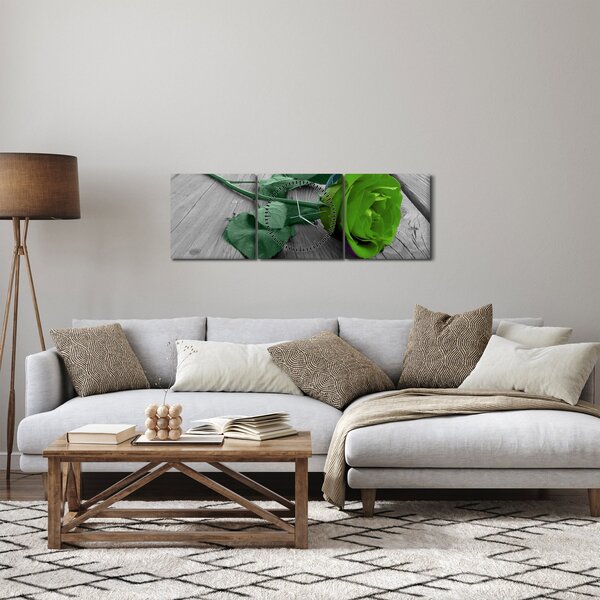 Slika - Zelena ruža (sa satom) (90x30 cm)
