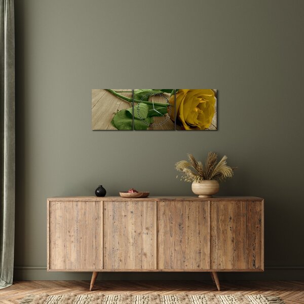 Slika - Vintage žute ruže (sa satom) (90x30 cm)