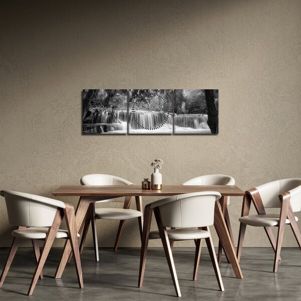 Slika - Crno bijeli vodopad (sa satom) (90x30 cm)