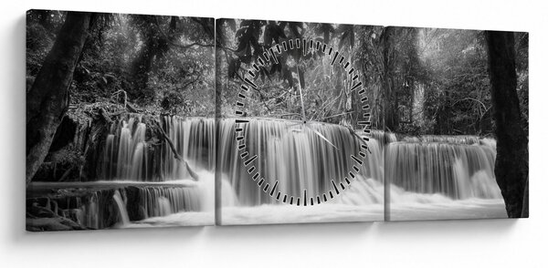 Slika - Crno bijeli vodopad (sa satom) (90x30 cm)