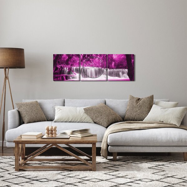 Slika - Vodopad, ljubičasta (sa satom) (90x30 cm)