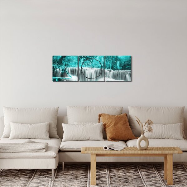Slika - Plavi vodopad (sa satom) (90x30 cm)