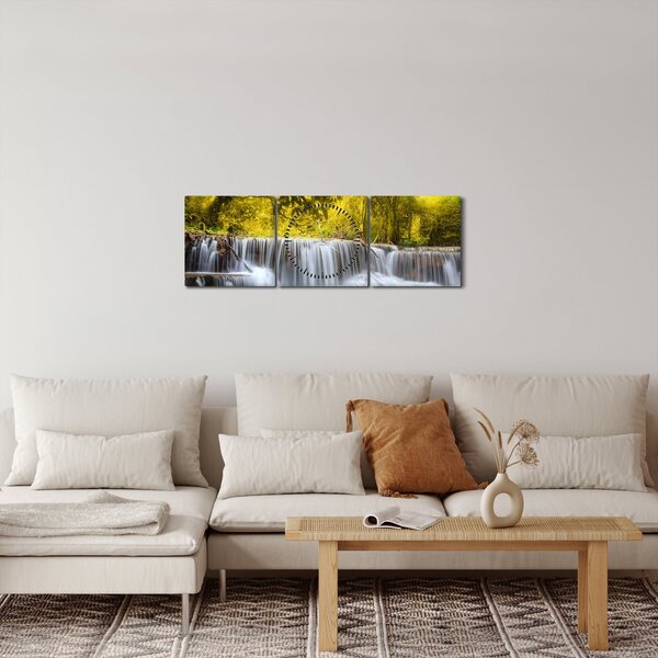 Slika - Vodopad, sa svijetlim bojama (sa satom) (90x30 cm)
