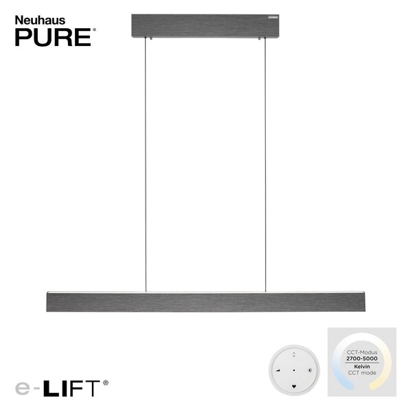 Viseće Svjetiljka PURE, PURE E-Motion, prigušiv, Sivo, Dnevna soba, Metal, Moderan